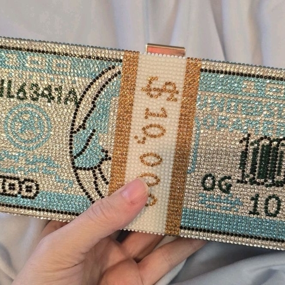 Crystal Embellished Money Clutch - Picture 4 of 7